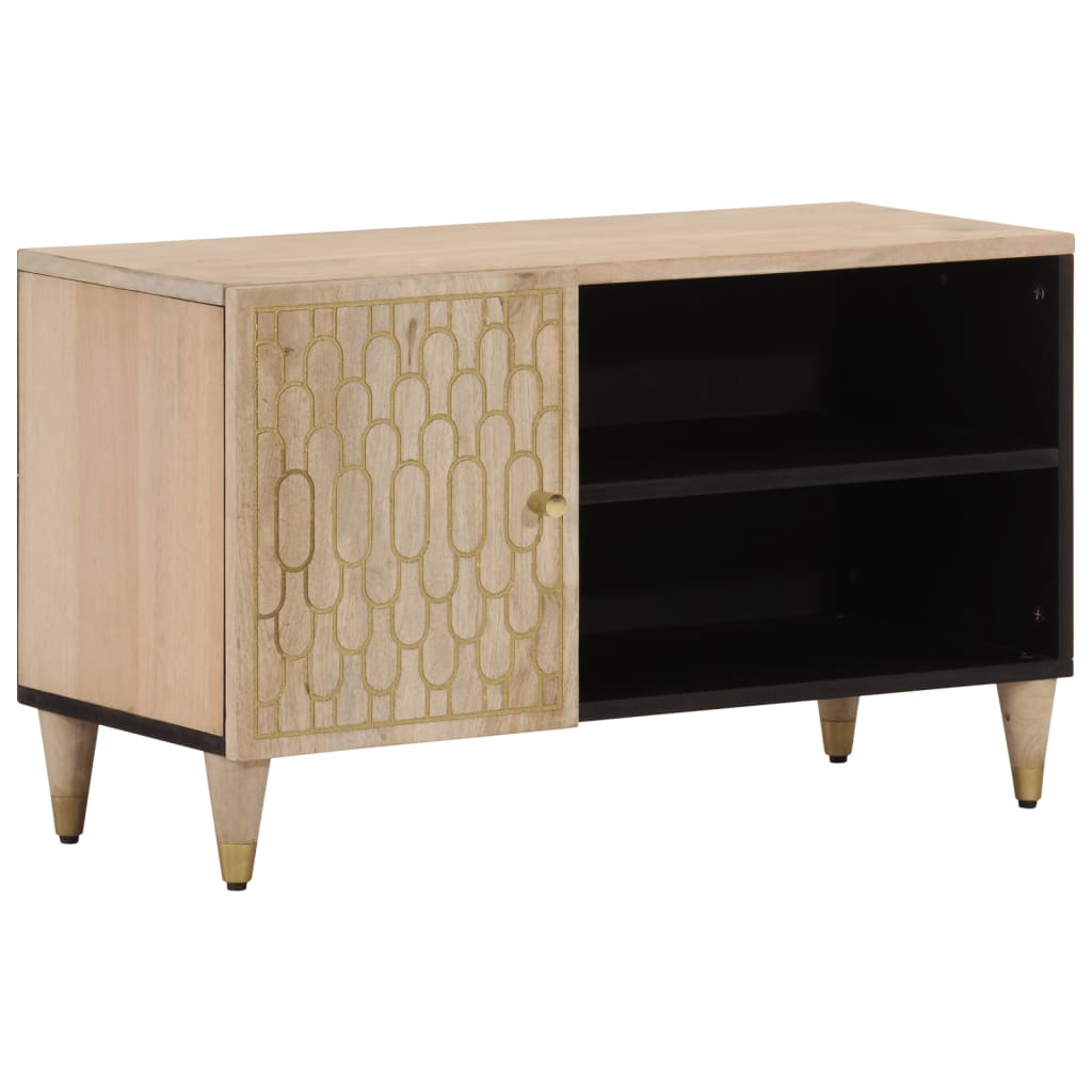 Meuble TV en Bois de Manguier Noir - 80 cm-Mon Meuble TV-Naturel-1-13