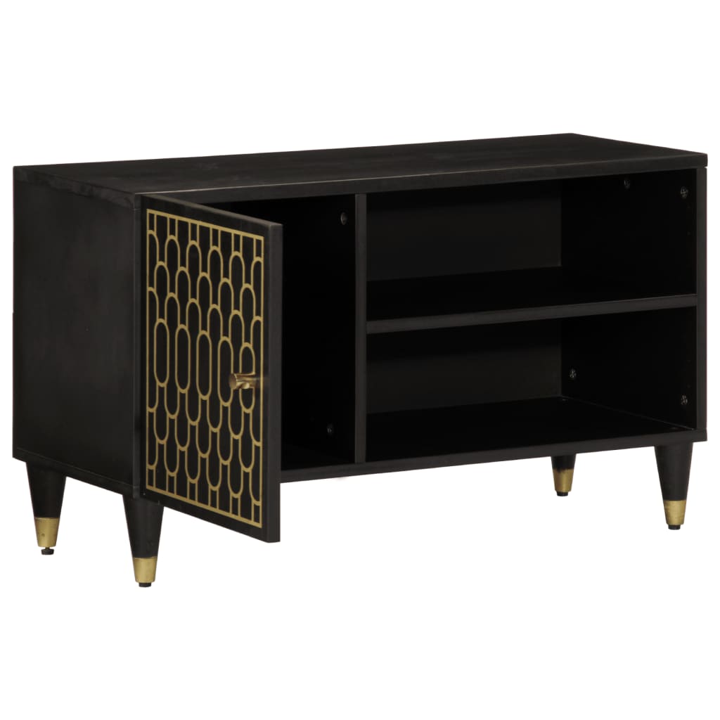 Meuble TV en Bois de Manguier Noir - 80 cm-Mon Meuble TV-Noir-1-2
