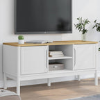 Meuble TV en Bois de Pin Cire - 114 cm-Mon Meuble TV-Blanc-1-12
