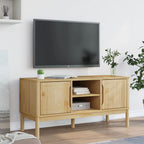 Meuble TV en Bois de Pin Cire - 114 cm-Mon Meuble TV-Marron cire-1-3
