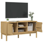 Meuble TV en Bois de Pin Cire - 114 cm-Mon Meuble TV-Marron cire-1-4