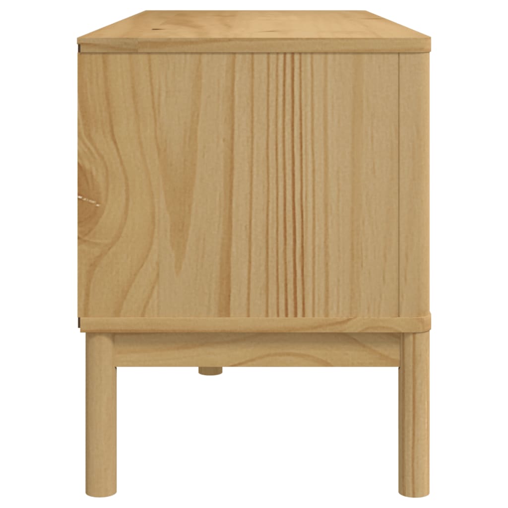 Meuble TV en Bois de Pin Cire - 114 cm-Mon Meuble TV-Marron cire-1-6