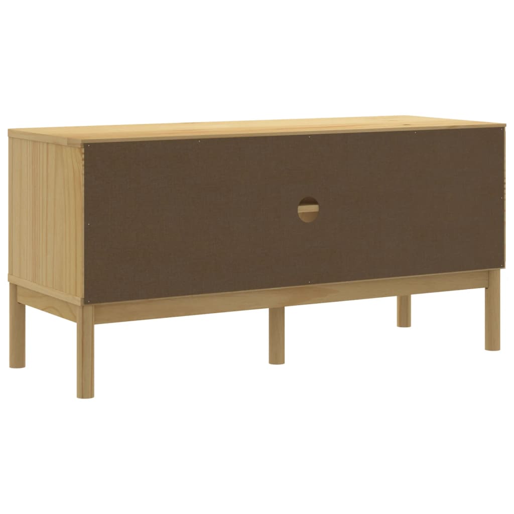 Meuble TV en Bois de Pin Cire - 114 cm-Mon Meuble TV-Marron cire-1-7