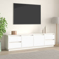 Meuble TV en Bois de Pin Massif - 176 cm-Mon Meuble TV-Blanc-11