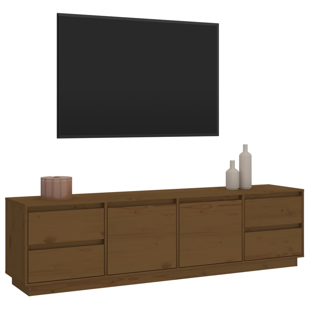 Meuble TV en Bois de Pin Massif - 176 cm-Mon Meuble TV-Marron miel-4