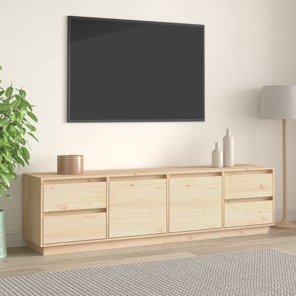 Meuble TV en Bois de Pin Massif - 176 cm-Mon Meuble TV-Naturel-12