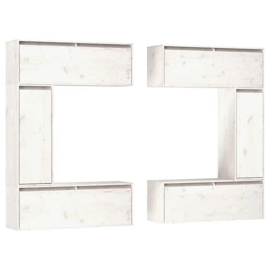 Meuble TV en Bois de Pin Massif Blanc - 6 Pièces-Mon Meuble TV-Blanc-1