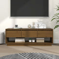 Meuble TV en Bois de Pin Massif Foncé - 110,5 cm-Mon Meuble TV-marron miel-1-1