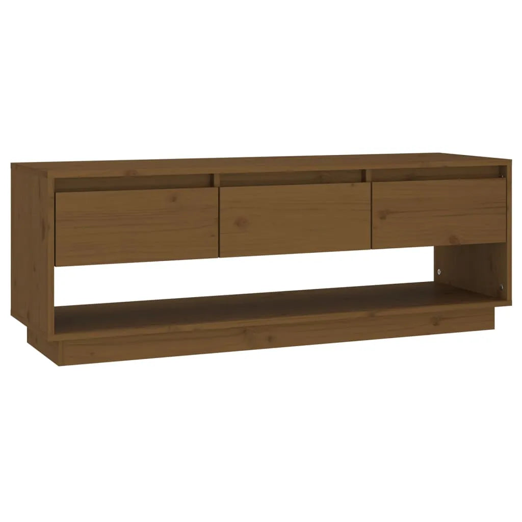 Meuble TV en Bois de Pin Massif Foncé - 110,5 cm-Mon Meuble TV-marron miel-1-2