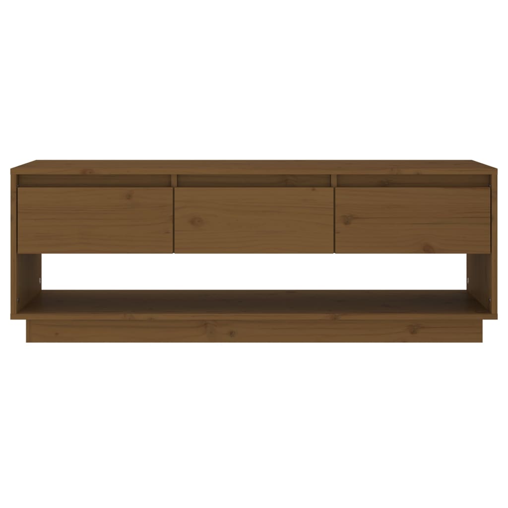 Meuble TV en Bois de Pin Massif Foncé - 110,5 cm-Mon Meuble TV-marron miel-1-3