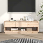 Meuble TV en Bois de Pin Massif Foncé - 110,5 cm-Mon Meuble TV-Naturel-1-10