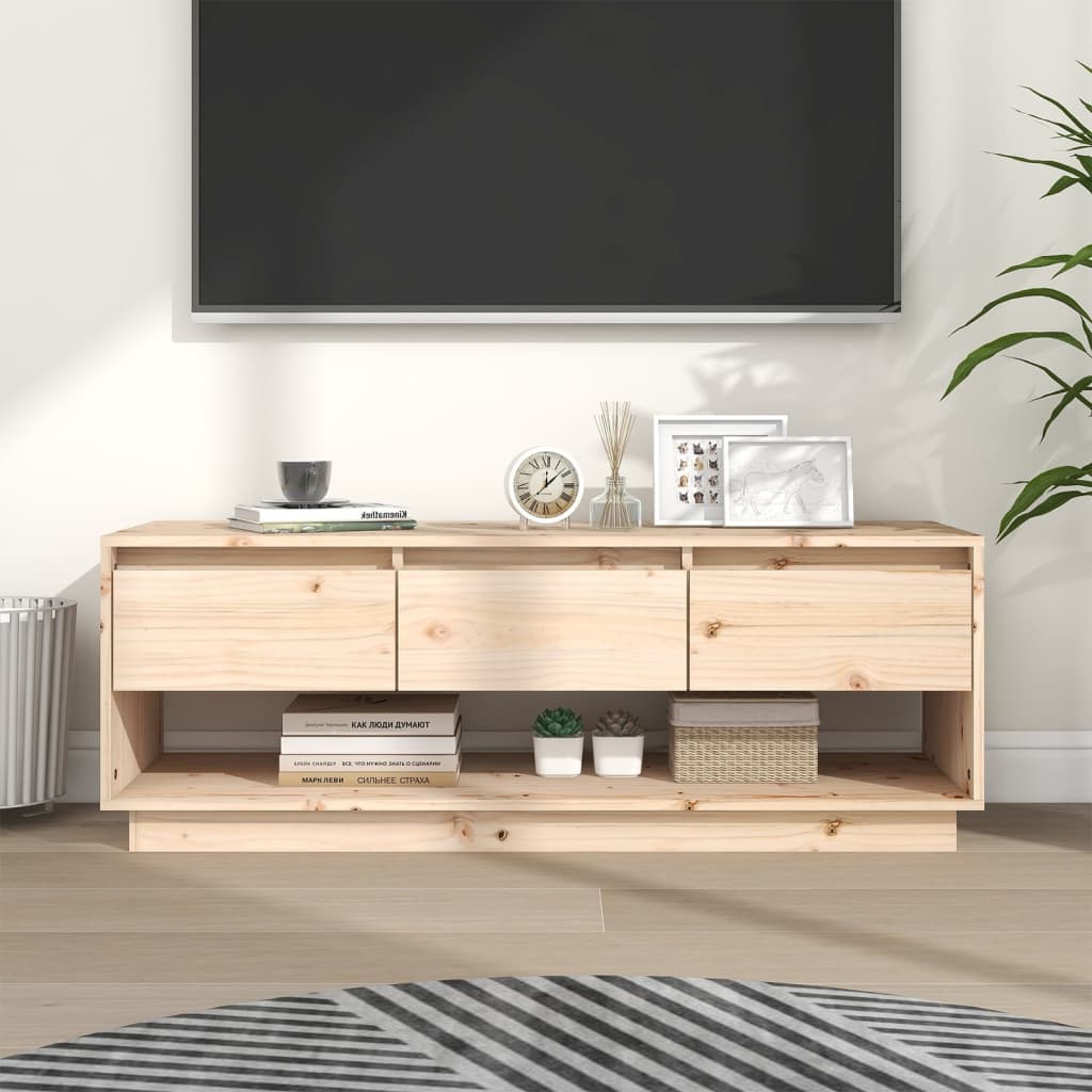 Meuble TV en Bois de Pin Massif Foncé - 110,5 cm-Mon Meuble TV-Naturel-1-10