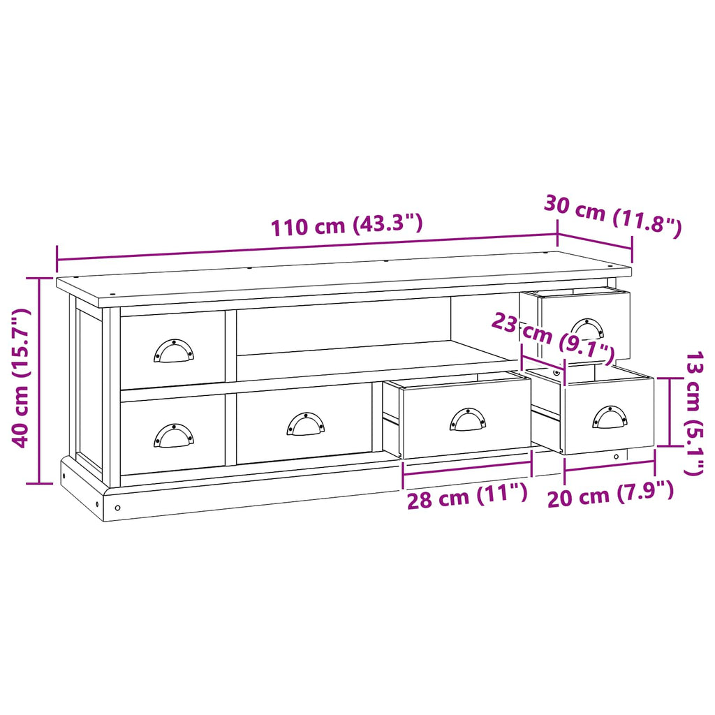 Meuble TV en Bois de Teck Massif - 110 cm-Mon Meuble TV-8