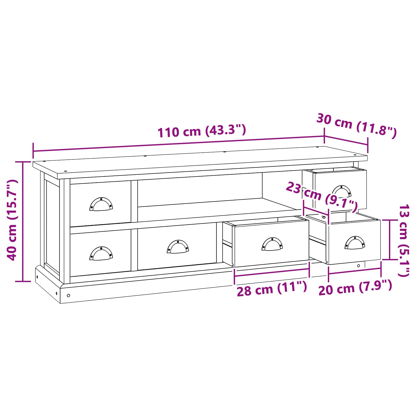 Meuble TV en Bois de Teck Massif - 110 cm-Mon Meuble TV-8
