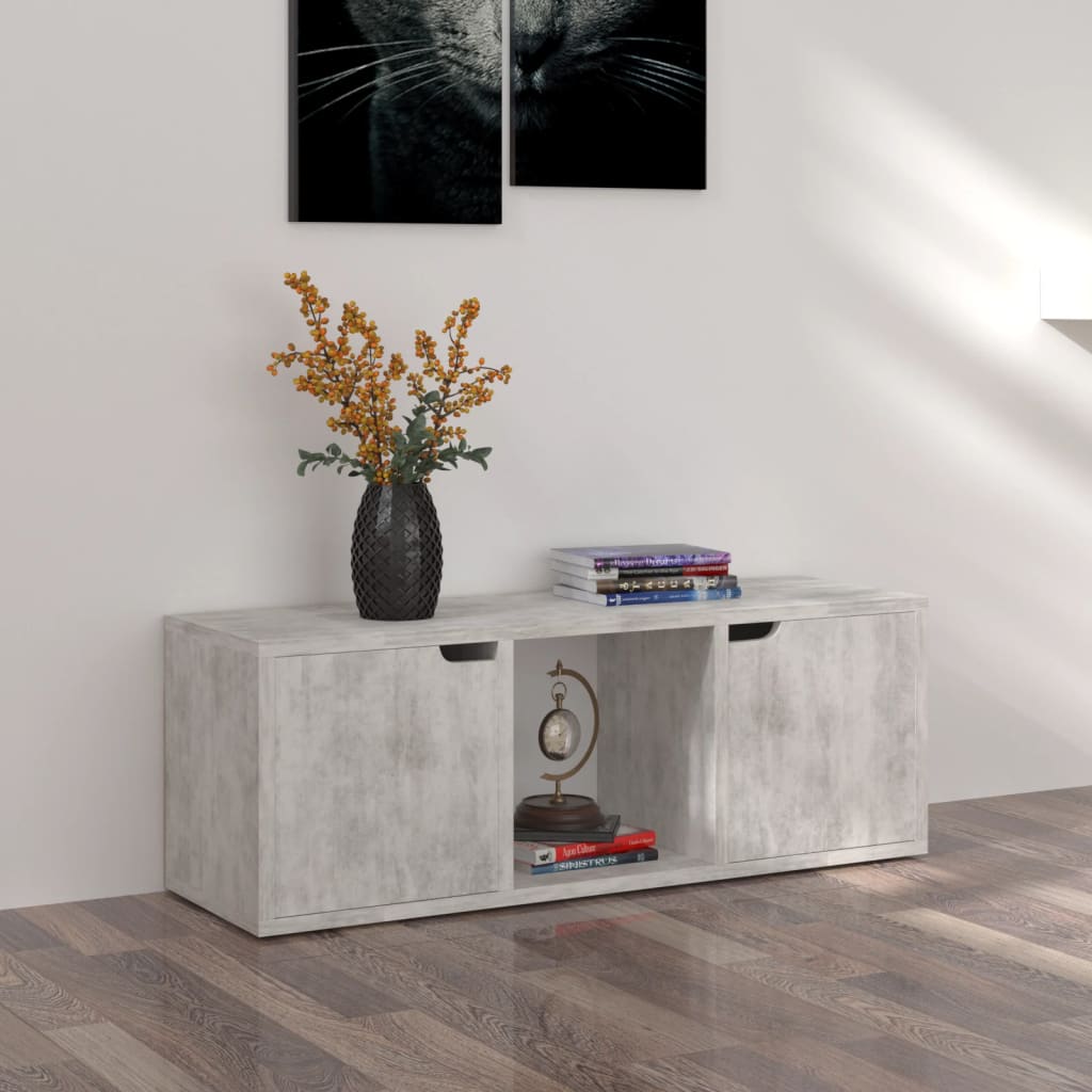 Meuble TV en Bois d'Ingénierie Effet Béton - 88,5 cm-Mon Meuble TV-1