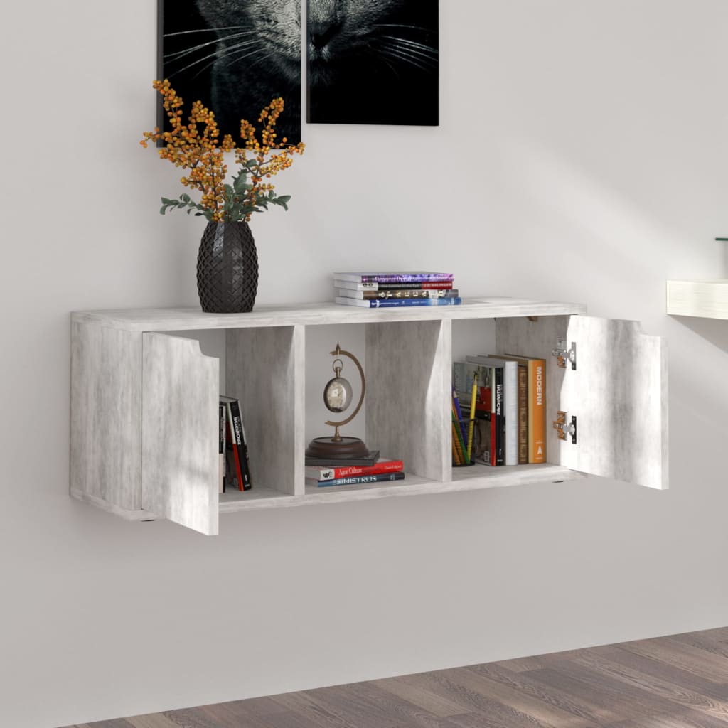 Meuble TV en Bois d'Ingénierie Effet Béton - 88,5 cm-Mon Meuble TV-4