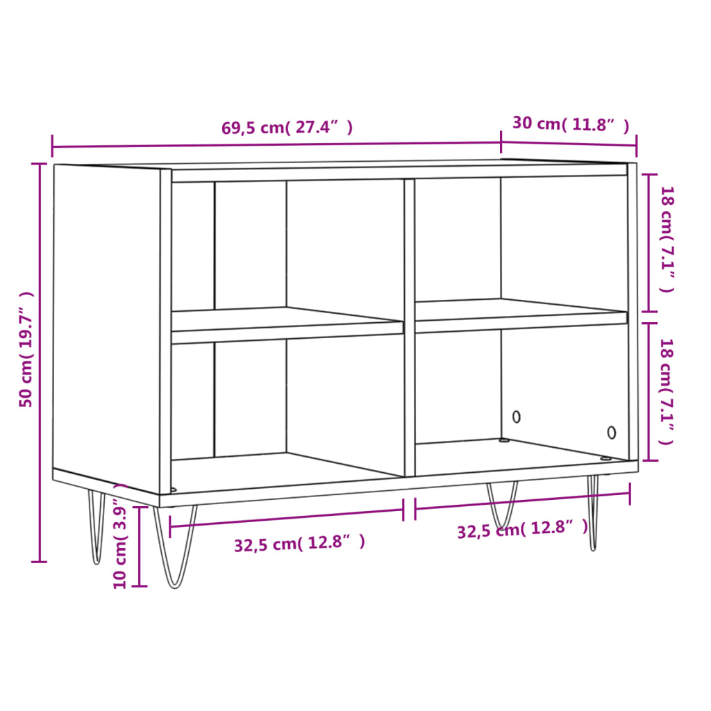 Meuble TV en Bois Effet Béton et Pieds Noirs - 70 cm-Mon Meuble TV-Gris béton-1-9