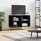 Meuble TV en Bois Effet Béton et Pieds Noirs - 70 cm-Mon Meuble TV-Noir-1-11