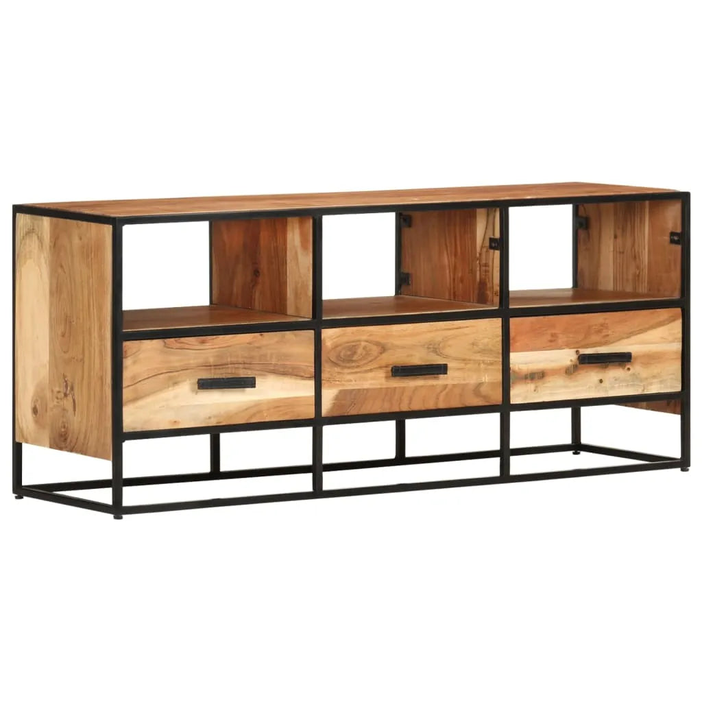Meuble TV en Bois et Fer - 110 cm-Mon Meuble TV-Marron-1-1