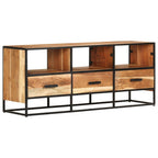 Meuble TV en Bois et Fer - 110 cm-Mon Meuble TV-Marron foncé-1-10