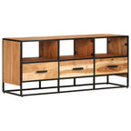 Meuble TV en Bois et Fer - 110 cm-Mon Meuble TV-Marron foncé-1-11