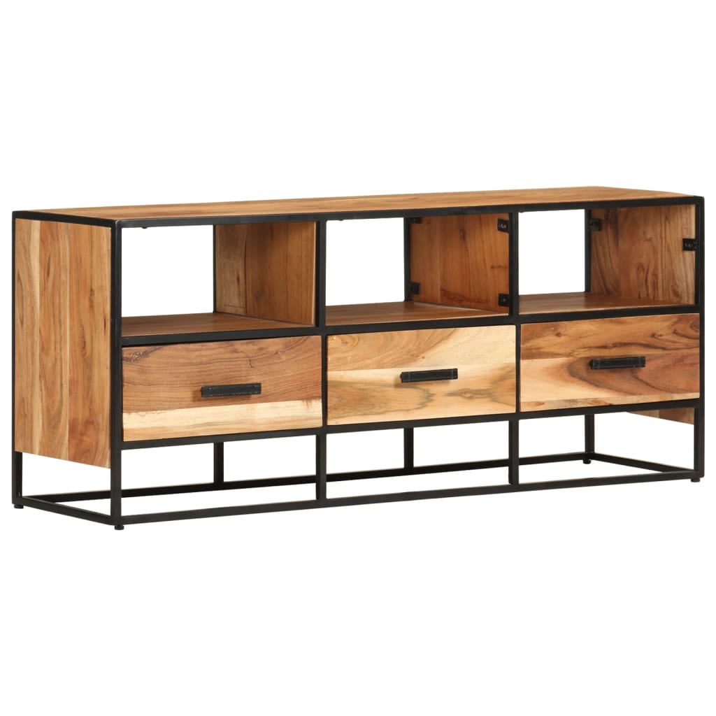 Meuble TV en Bois et Fer - 110 cm-Mon Meuble TV-Marron foncé-1-12