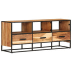 Meuble TV en Bois et Fer - 110 cm-Mon Meuble TV-Marron foncé-1-12