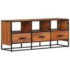 Meuble TV en Bois et Fer - 110 cm-Mon Meuble TV-Marron foncé-1-13
