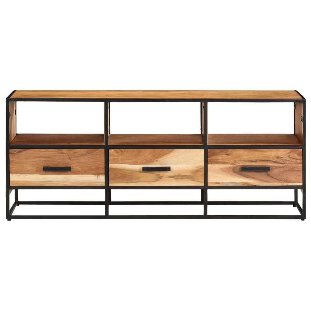 Meuble TV en Bois et Fer - 110 cm-Mon Meuble TV-Marron foncé-1-2