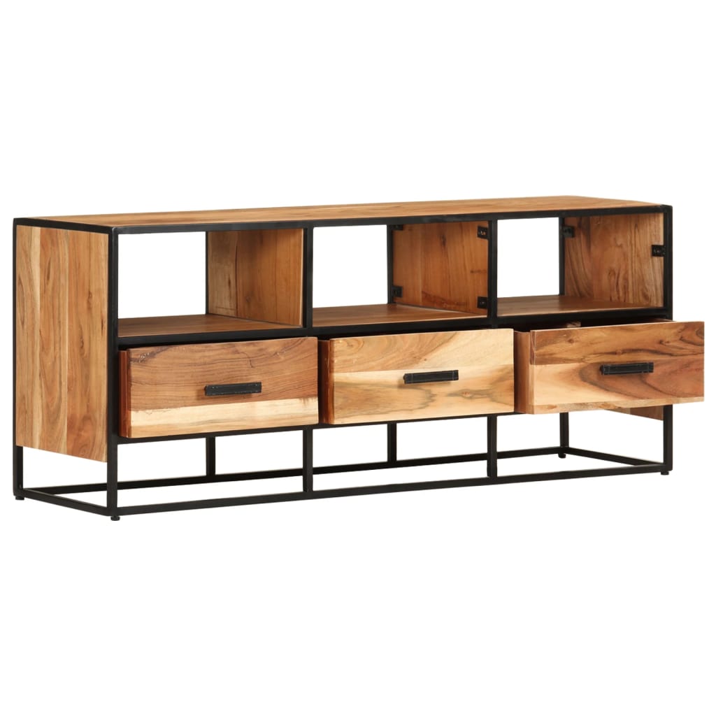Meuble TV en Bois et Fer - 110 cm-Mon Meuble TV-Marron foncé-1-3