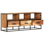 Meuble TV en Bois et Fer - 110 cm-Mon Meuble TV-Marron foncé-1-3