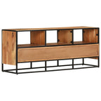 Meuble TV en Bois et Fer - 110 cm-Mon Meuble TV-Marron foncé-1-4