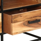 Meuble TV en Bois et Fer - 110 cm-Mon Meuble TV-Marron foncé-1-6