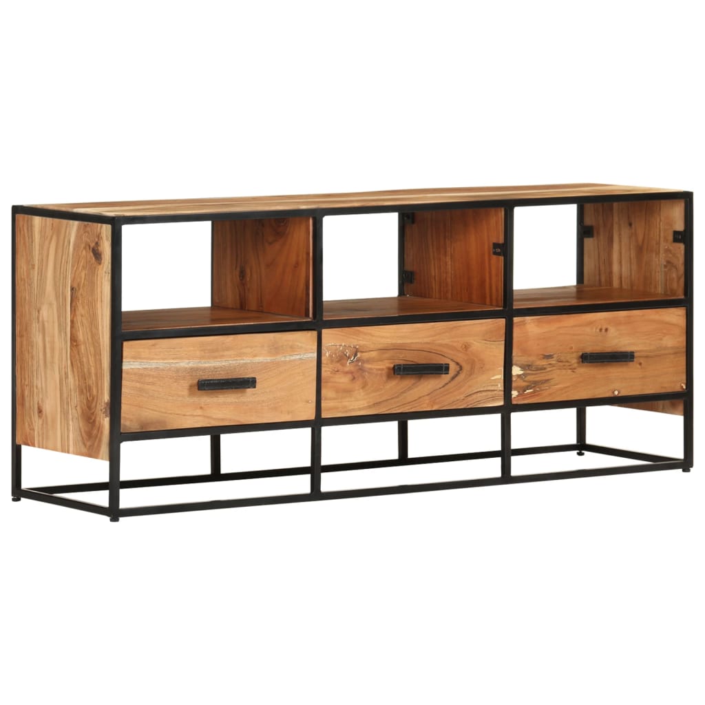 Meuble TV en Bois et Fer - 110 cm-Mon Meuble TV-Marron foncé-1-9