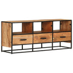 Meuble TV en Bois et Fer - 110 cm-Mon Meuble TV-Marron foncé-1-9