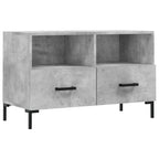 Meuble TV en Bois et Fer Noir Effet Béton - 80 cm-Mon Meuble TV-Chêne fumé-1-2