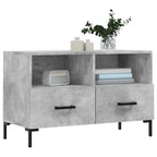 Meuble TV en Bois et Fer Noir Effet Béton - 80 cm-Mon Meuble TV-Chêne fumé-1-3