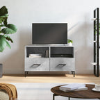 Meuble TV en Bois et Fer Noir Effet Béton - 80 cm-Mon Meuble TV-Gris béton-1-1