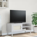 Meuble TV en Bois et Rotin Blanc - 106 cm-Mon Meuble TV-Blanc-1-1