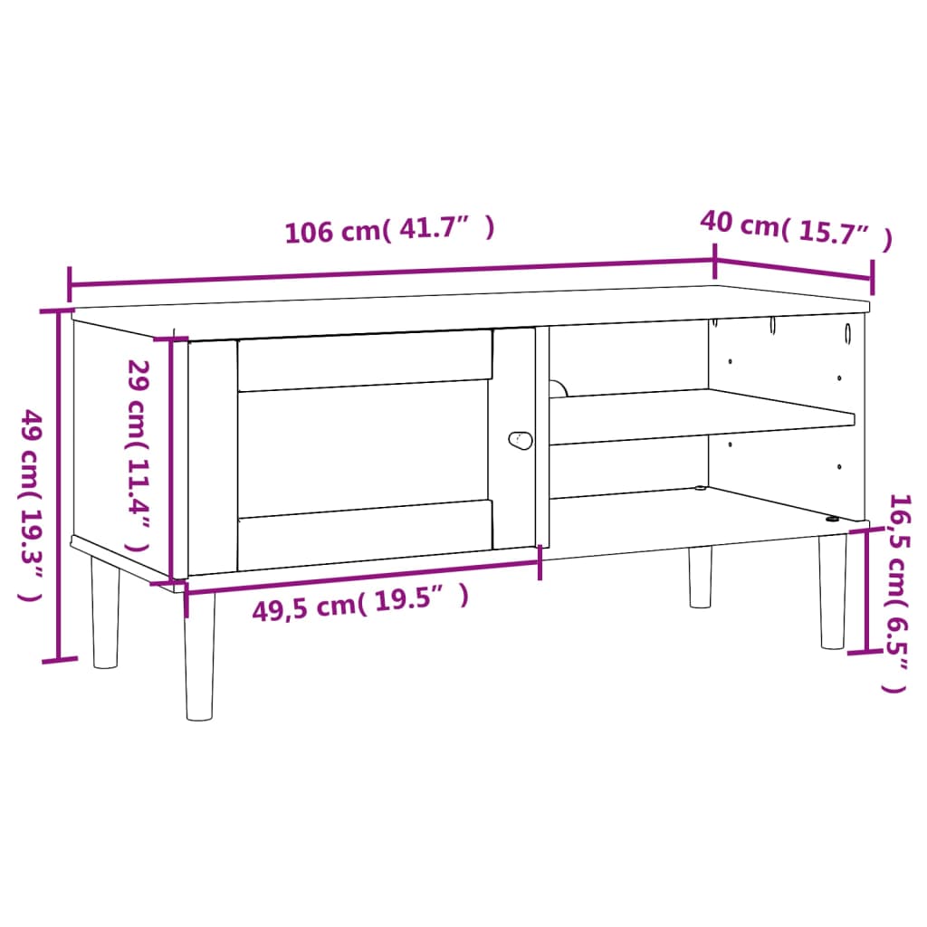 Meuble TV en Bois et Rotin Blanc - 106 cm-Mon Meuble TV-Marron-1-10