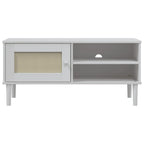 Meuble TV en Bois et Rotin Blanc - 106 cm-Mon Meuble TV-Marron-1-5