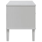 Meuble TV en Bois et Rotin Blanc - 106 cm-Mon Meuble TV-Marron-1-7