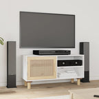 Meuble TV en Bois et Rotin Noir - 80 cm-Mon Meuble TV-Blanc-1-9