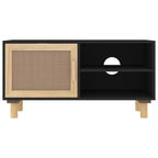 Meuble TV en Bois et Rotin Noir - 80 cm-Mon Meuble TV-Marron-1-4