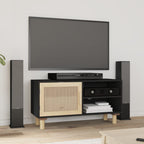 Meuble TV en Bois et Rotin Noir - 80 cm-Mon Meuble TV-Noir-1-1