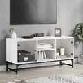 Meuble TV en Bois et Verre Effet Chêne - 102 cm-Mon Meuble TV-Blanc-1-13