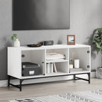 Meuble TV en Bois et Verre Effet Chêne - 102 cm-Mon Meuble TV-Blanc-1-13