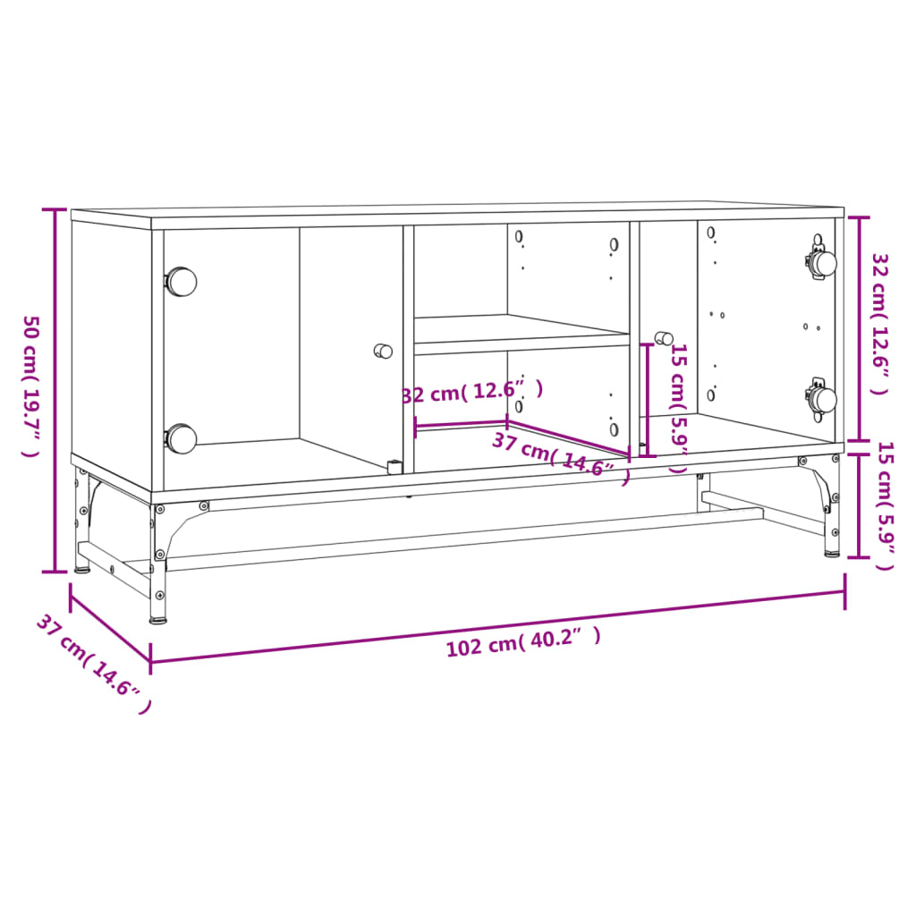 Meuble TV en Bois et Verre Effet Chêne - 102 cm-Mon Meuble TV-Chêne sonoma-1-10