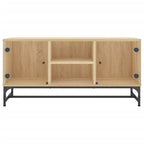 Meuble TV en Bois et Verre Effet Chêne - 102 cm-Mon Meuble TV-Chêne sonoma-1-5