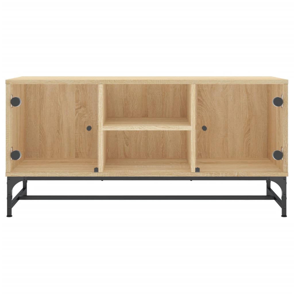 Meuble TV en Bois et Verre Effet Chêne - 102 cm-Mon Meuble TV-Chêne sonoma-1-5